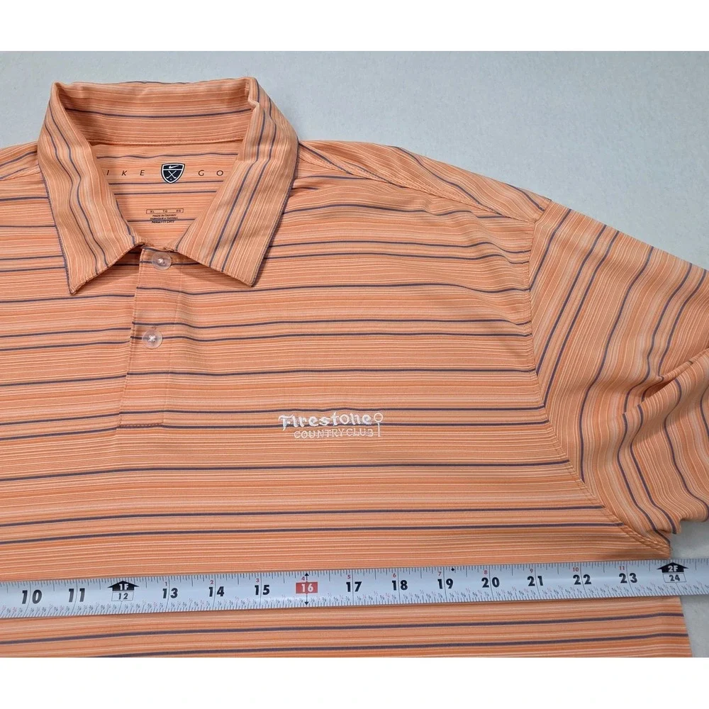 Nike‎ Firestone Country Club Polo Shirt Mens XL LIMITED USE Peach Striped